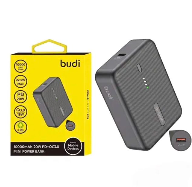 پاوربانک بودی PD و QC3.0 و فست 10000mAh 20W مدل PB097B با گارانتی 18 ماهه (6 ماه تعویض) مشکی